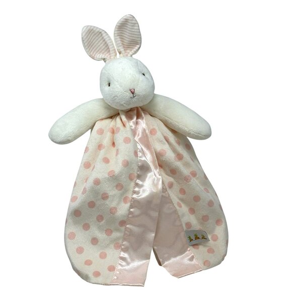 BUNNIES BY THE BAY Carrots White Bunny Rabbit Pink Polka Dots Plush Lovey - Picture 1 of 5